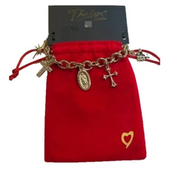 Thalia Sodi Gold Chain Charm Bracelet w/ Various Religious Charms, NWT - Picture 1 of 3